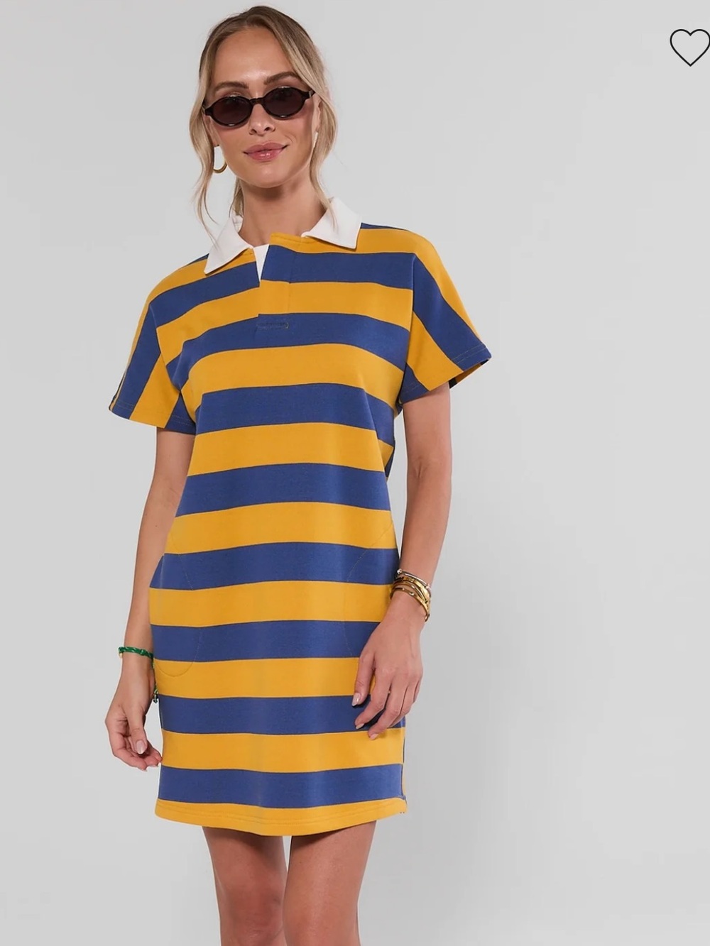 Avara Yellow Striped Polo Dress